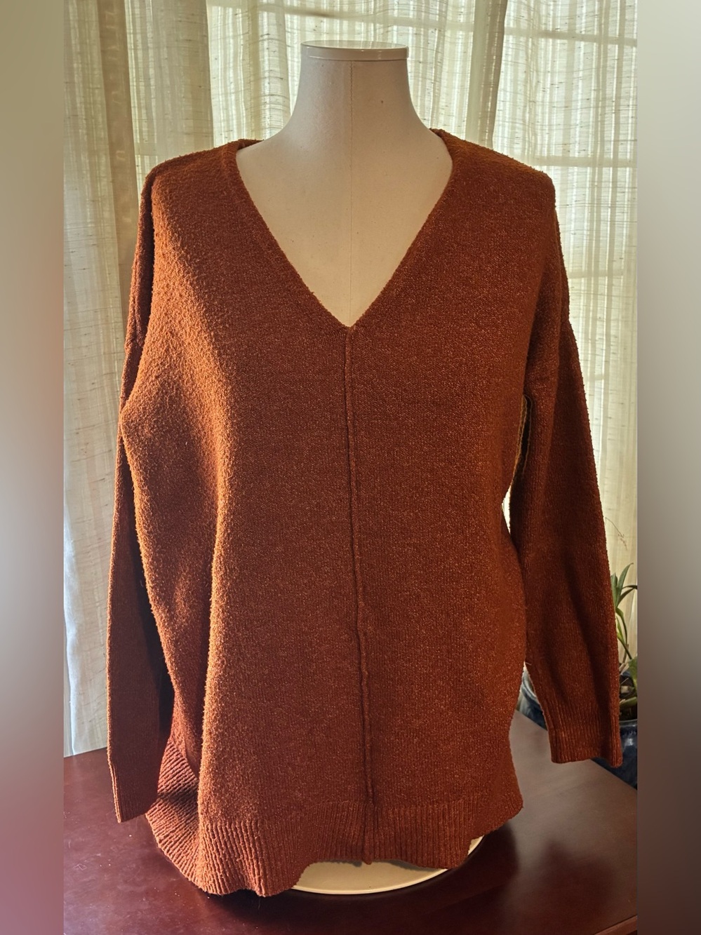 H&M Rust Brown V-Neck Sweater - Picture 2 of 3